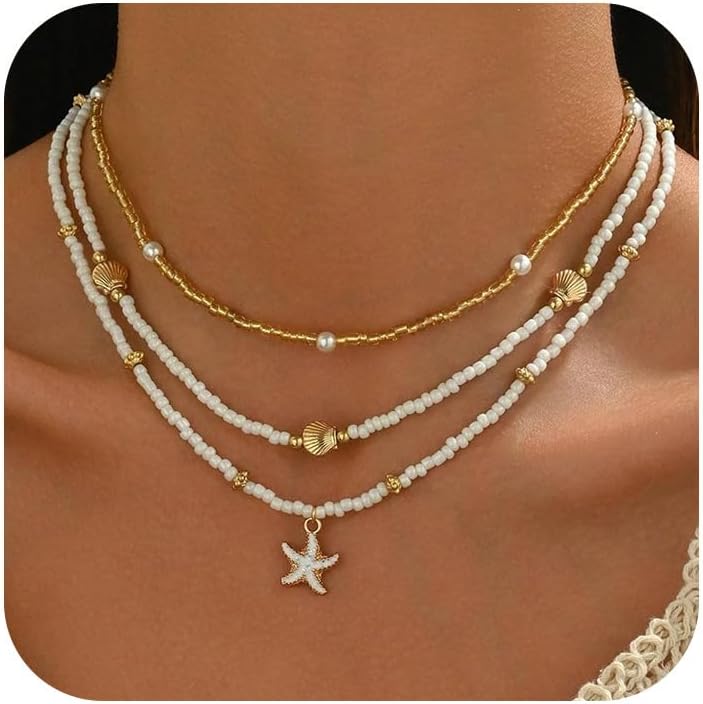 Nackiy Handmade Sea Shell Necklace for Women Summer Adjustable Natural Shell Collar Necklace - Image 1